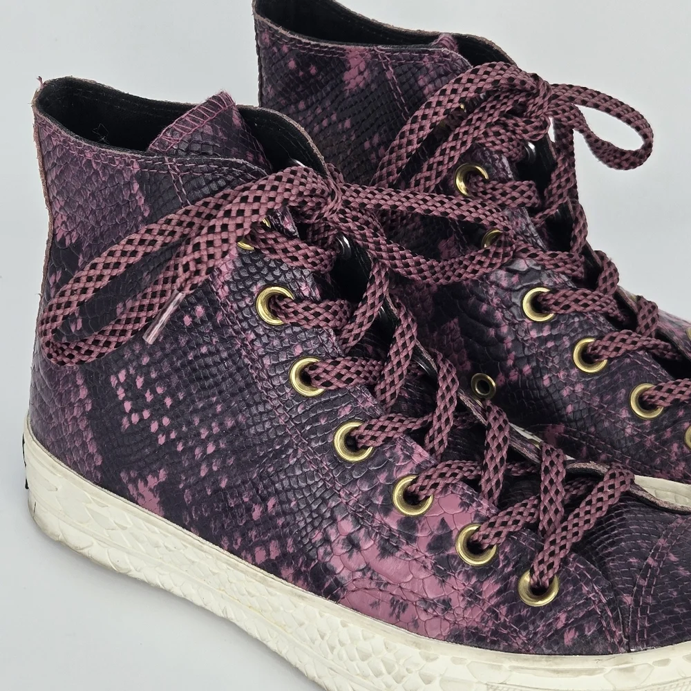 Converse chuck taylor high top sneakers purple black faux‎ snakeskin & texture 6 - Picture 2 of 10
